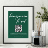 Poster Emerald Green Honeymoon Fund Mariage QR Code