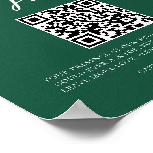 Poster Emerald Green Honeymoon Fund Mariage QR Code (Coin)