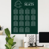 Poster Emerald Green Leafy Crest Monogram Mariage (Bureau à domicile)