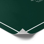 Poster Emerald Green Leafy Monogram Unplugged Mariage (Coin)