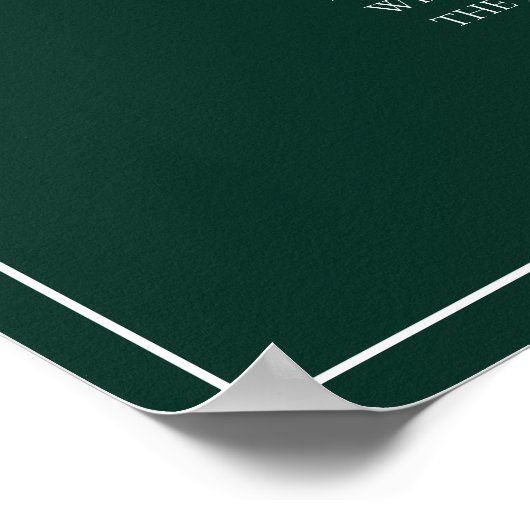 Poster Emerald Green Leafy Monogram Unplugged Mariage (Coin)