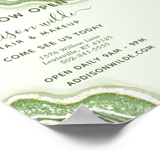 Poster Emerald Green Parties scintillant Agate Geode Luxe (Coin)