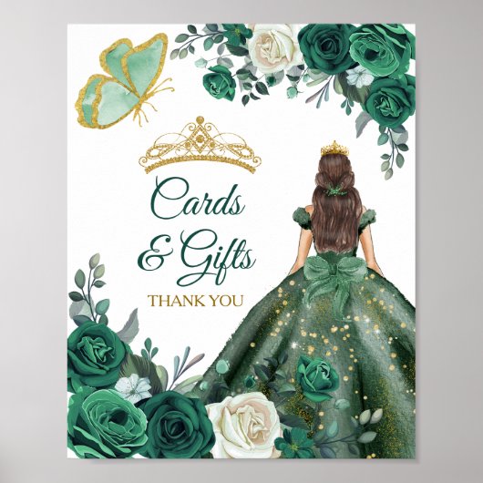 Poster Emerald Green Robe Quinceañera Cartes et cadeaux (Devant)