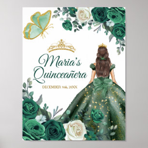 Poster Emerald Green Robe Quinceañera Couronne Anniversai