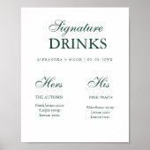 Poster Emerald Green Signature Drink wedding sign (Devant)