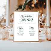 Poster Emerald Green Signature Drink wedding sign