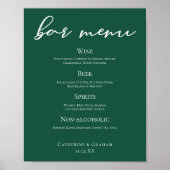 Poster Emerald Green Typography Mariage de la forêt Menu (Devant)