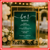 Poster Emerald Green Wedding Bar Menu