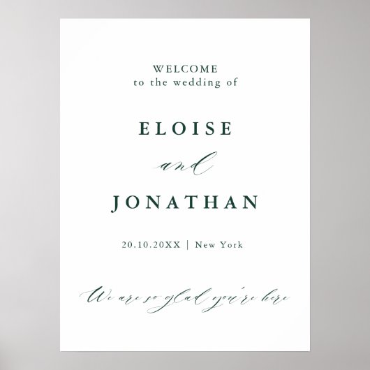 Poster Emerald Greenery Mariage botanique Vintage Bienven (Devant)