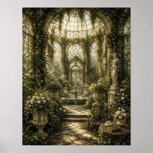 Poster Emerald Ivy Conservatory Vintage Botanical Wall (Devant)