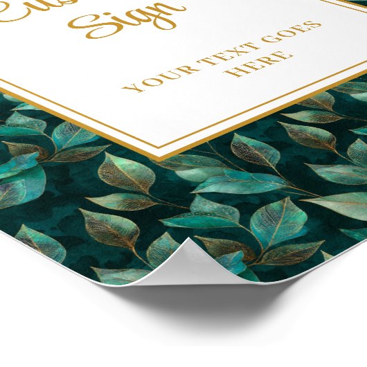 Poster Émeraude Vert Vert Or Formel Mariage Personnalisé (Coin)