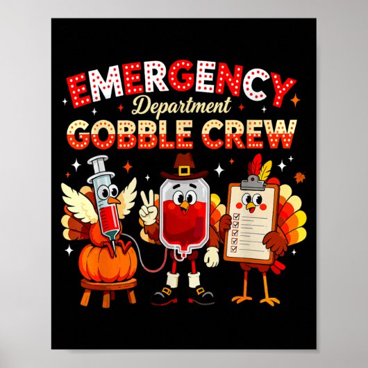 Poster Emergency Department Gobble Crew Thanksgiving Nurs (Devant)