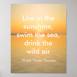 Poster Emerson citation ocean sunrise photo mur art