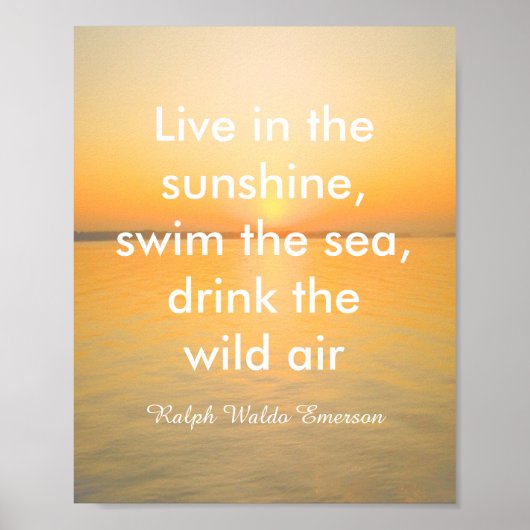 Poster Emerson citation ocean sunrise photo mur art (Devant)