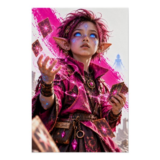 Poster Émerveillement / Petit Magicien / Fuchsia (Devant)