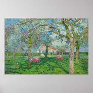 Poster Emile Claus - Le verger au printemps
