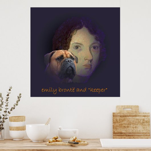 Poster Emily Bronte et son chien "Keeper" (Cuisine)