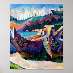 Poster  Emily Carr Peinture Canoës de guerre autochtones 