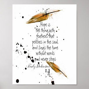 Poster Emily Dickinson cite l'espoir avec l'art de la plu