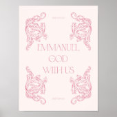 Poster Emmanuel God With Us Pink Christian Christmas (Devant)