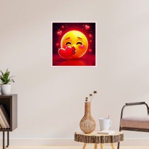 Poster Émoji Bisou : Amour et Cœurs Art