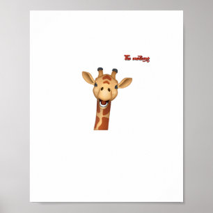 Poster emoji girafe visage heureux enthousiaste
