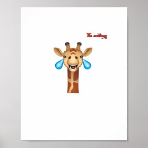 Poster emoji girafe visage heureux pleurant