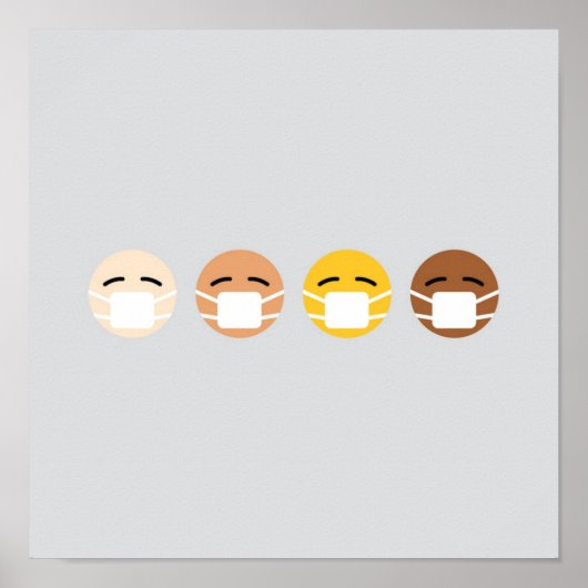 Poster Emoji Masqué Visages Masque Haut COVID (Devant)