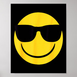 Poster Émoji officiel rétro lunettes de soleil visage jau
