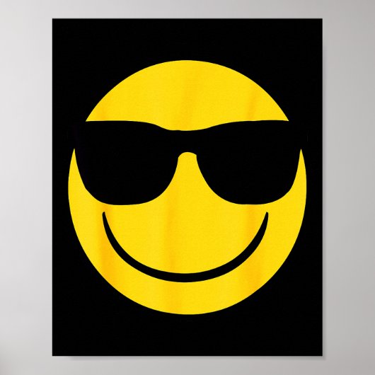 Poster Emoji Retro Sungles Yellow Smile Face  (Devant)