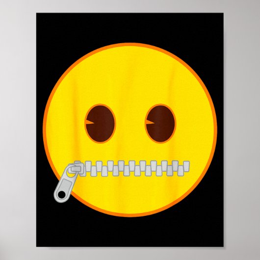 Poster Emoji Zip Zipper Mouth Yellow Smile Face  (Devant)