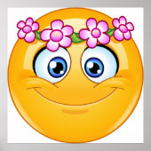Poster Emoticon portant une couronne florale (Devant)