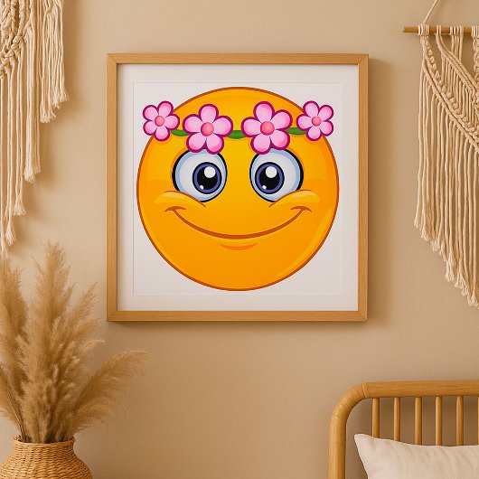 Poster Emoticon portant une couronne florale