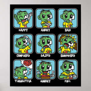Poster Émoticônes de zombies