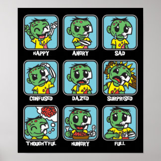 Poster Émoticônes de zombies