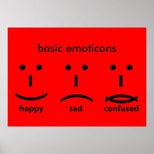 Poster Émoticônes, heureux, triste et confus (Devant)