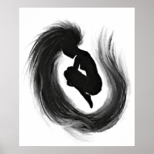 Poster Émotions de la femme Jumping Peinture noir  (Devant)