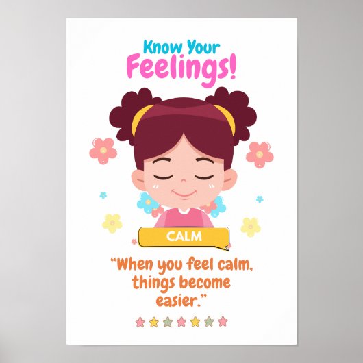 Poster Émotions des enfants avec calme (Devant)