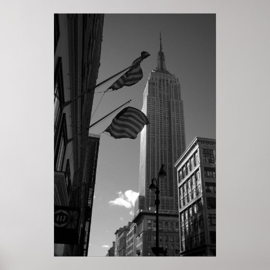 Poster Empire State Bldg avec drapeaux (Devant)