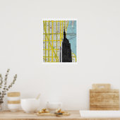 Poster Empire State Building avec Streetmap NYC Backgroun (Cuisine)