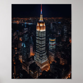 Poster Empire State Building Éclat la nuit