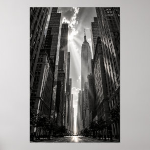 Poster Empire State Building New York Noir et Blanc Mur