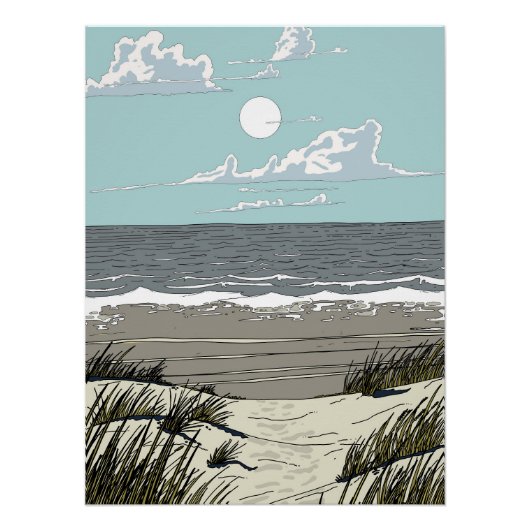 Poster Emplacement de la plage d'été (Devant)
