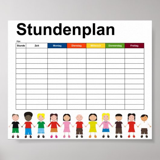 Poster Emploi du temps enfants / Horaire (Devant)