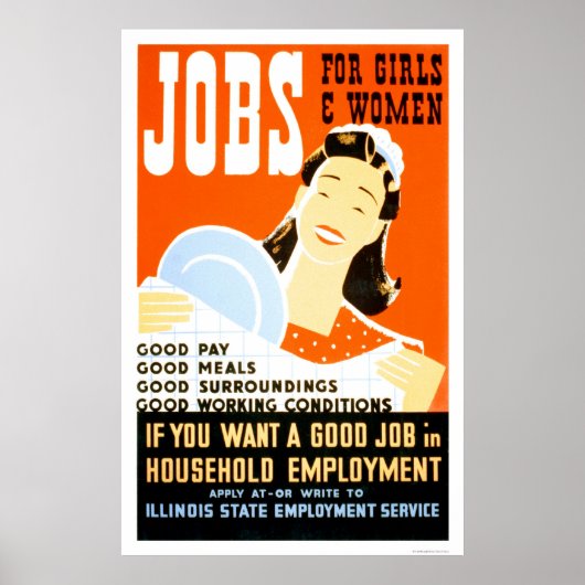 Poster Emplois pour filles femmes 1936 WPA (Devant)