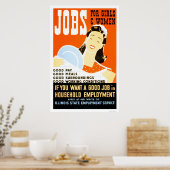 Poster Emplois pour filles femmes 1936 WPA (Cuisine)