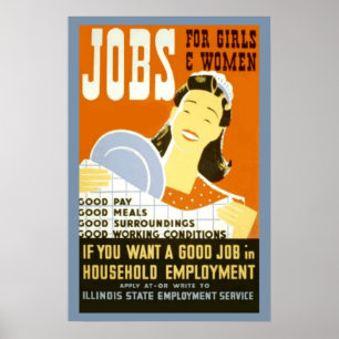Poster emplois pour les filles et les femmes