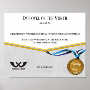 Poster Employé de l'emblème d'or du certificat du mois