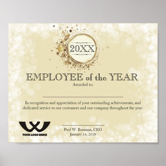 Poster Employé de l'emblème d'or Faux de l'année certific (Devant)
