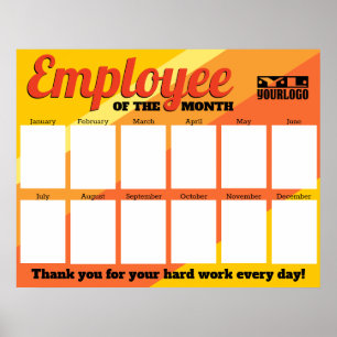 Poster Employé de photo couleur personnalisée du mois aff